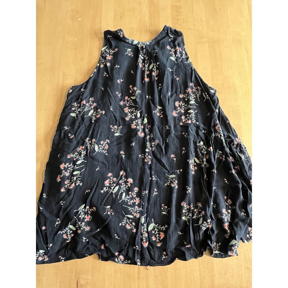 Free People Black Floral Sleeveless Snap Out Of It Swing Dress Tunic Sz M Medium - Picture 10 of 11